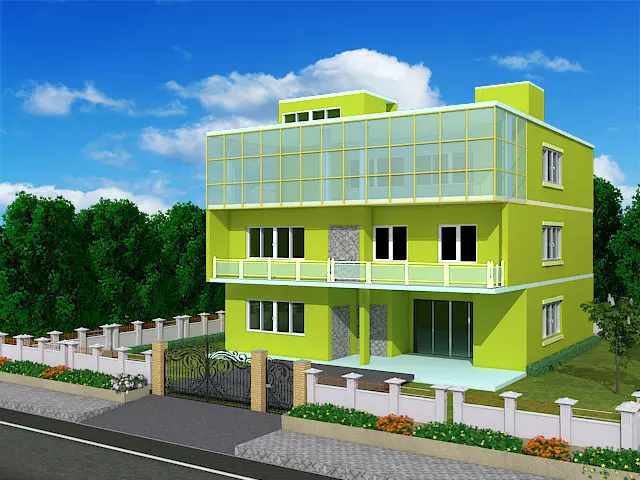 TWO STORY COMMERCIAL BUILDING MODEL 3D model 3D model