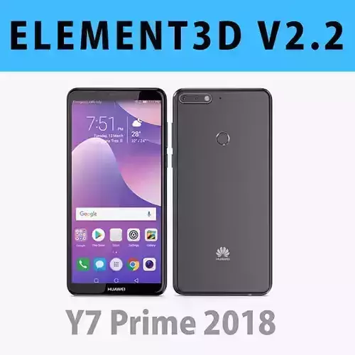 E3D - Huawei Y7 Prime 2018 Black 3D model