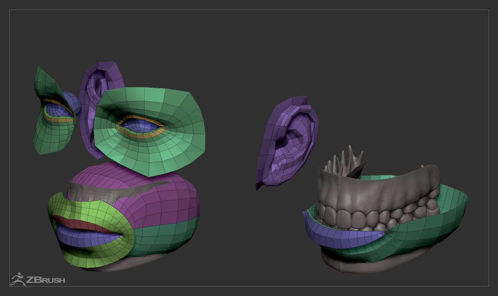 Average Caucasian Female Head Basemesh 3D model_8