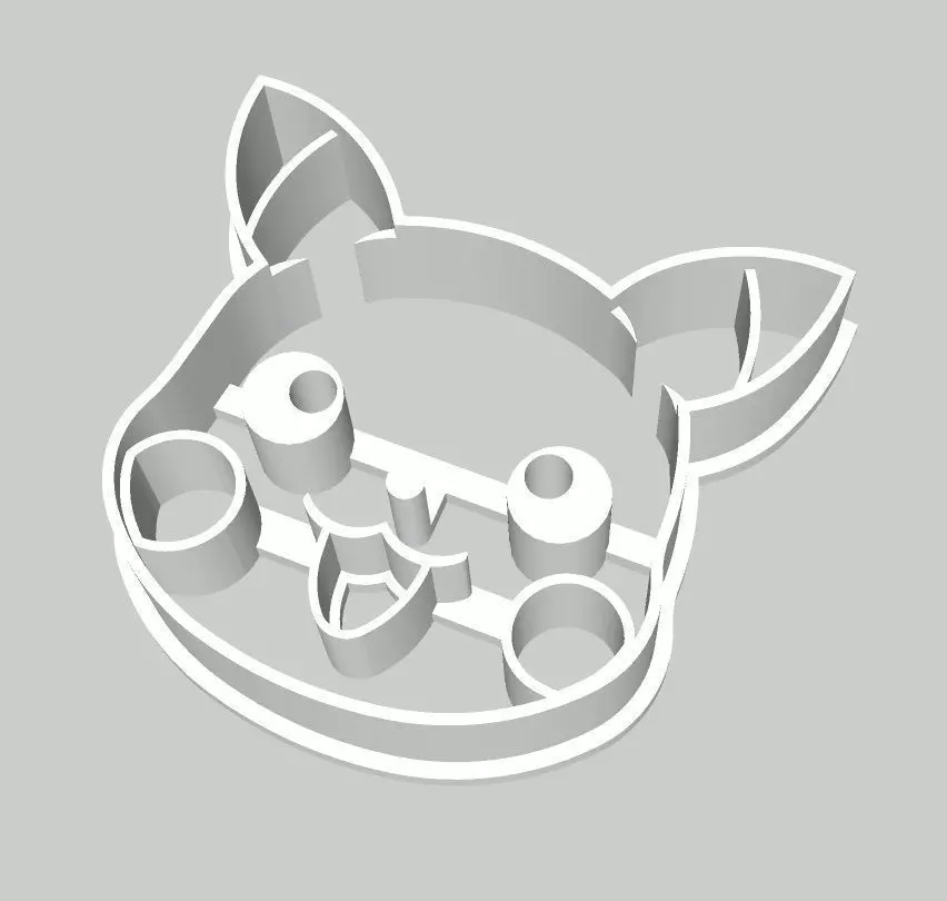 Pikachu Head 2 inches cookie cutter 3D print model_0