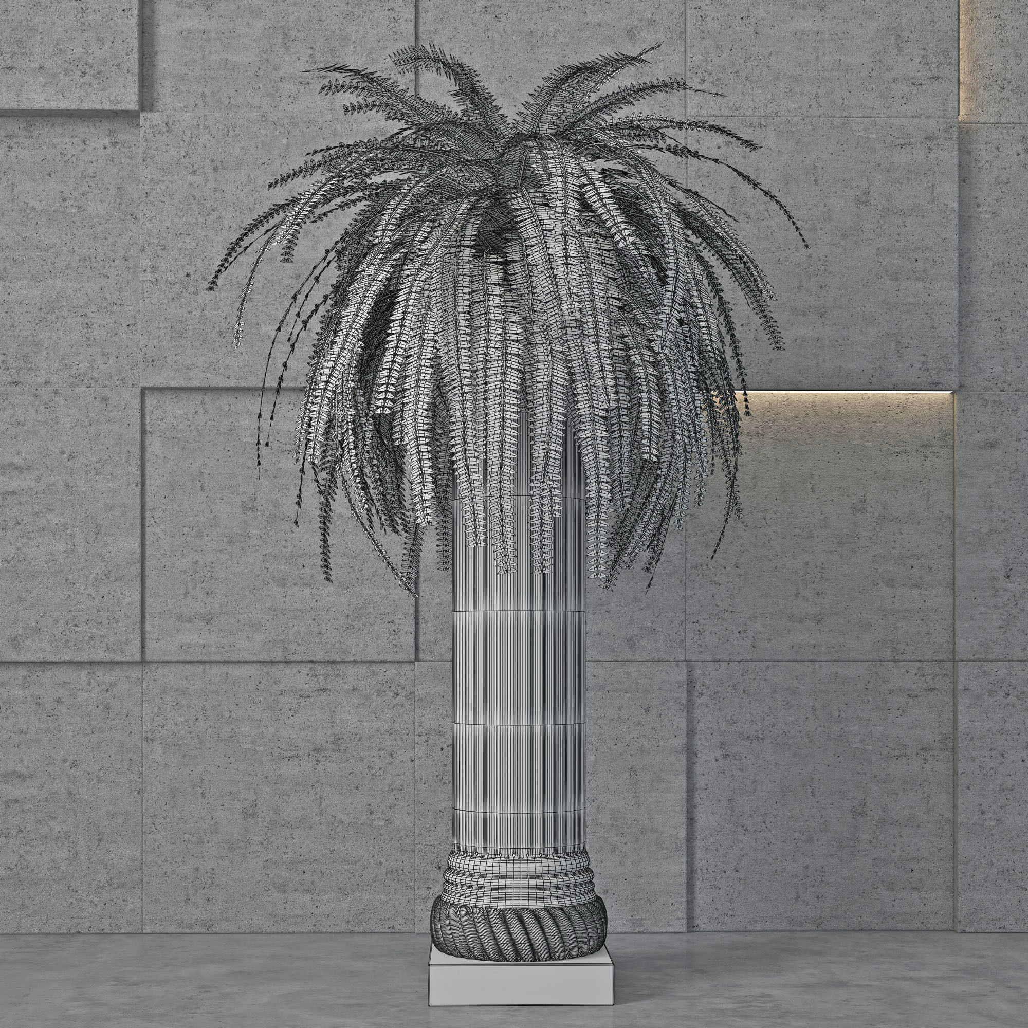 Houseplant 6 column with plant in it 3D model_4