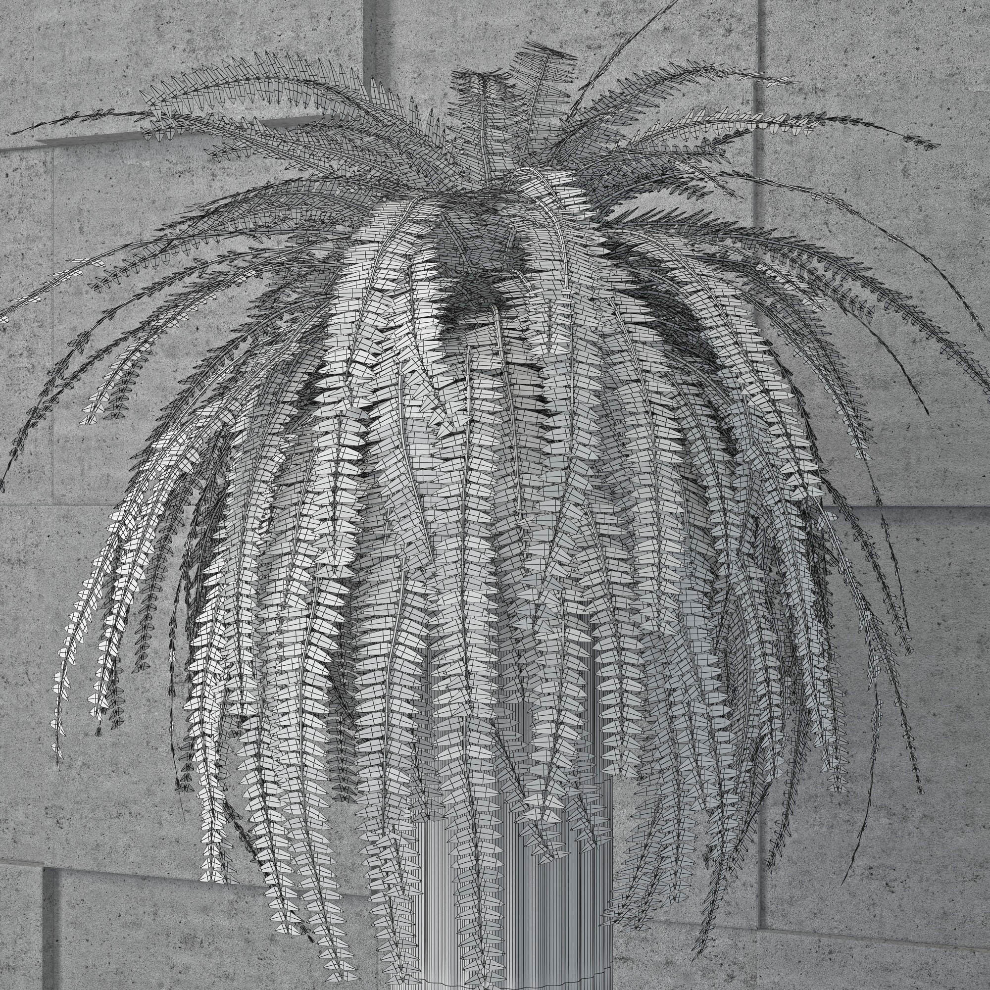 Houseplant 6 column with plant in it 3D model_5