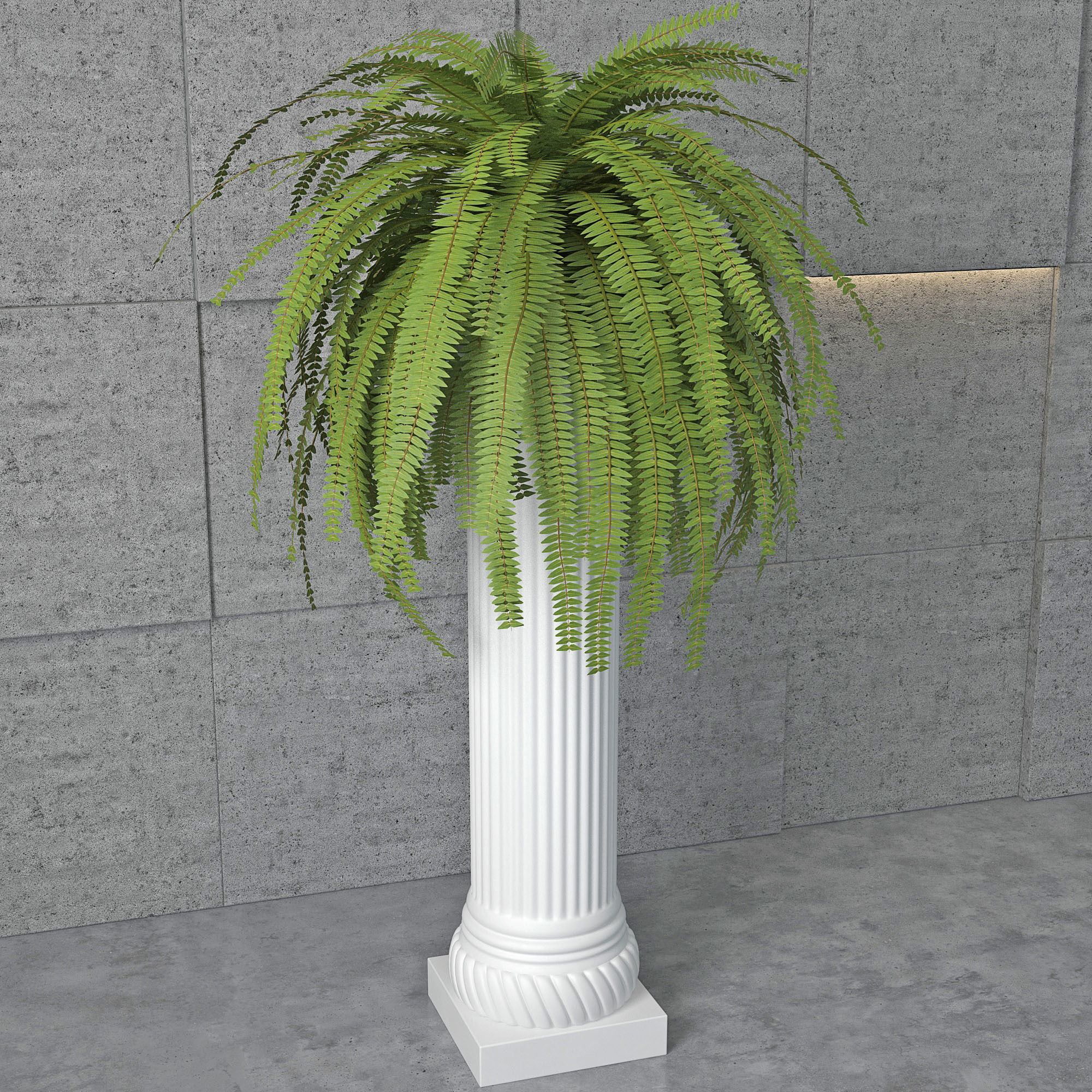 Houseplant 6 column with plant in it 3D model_2