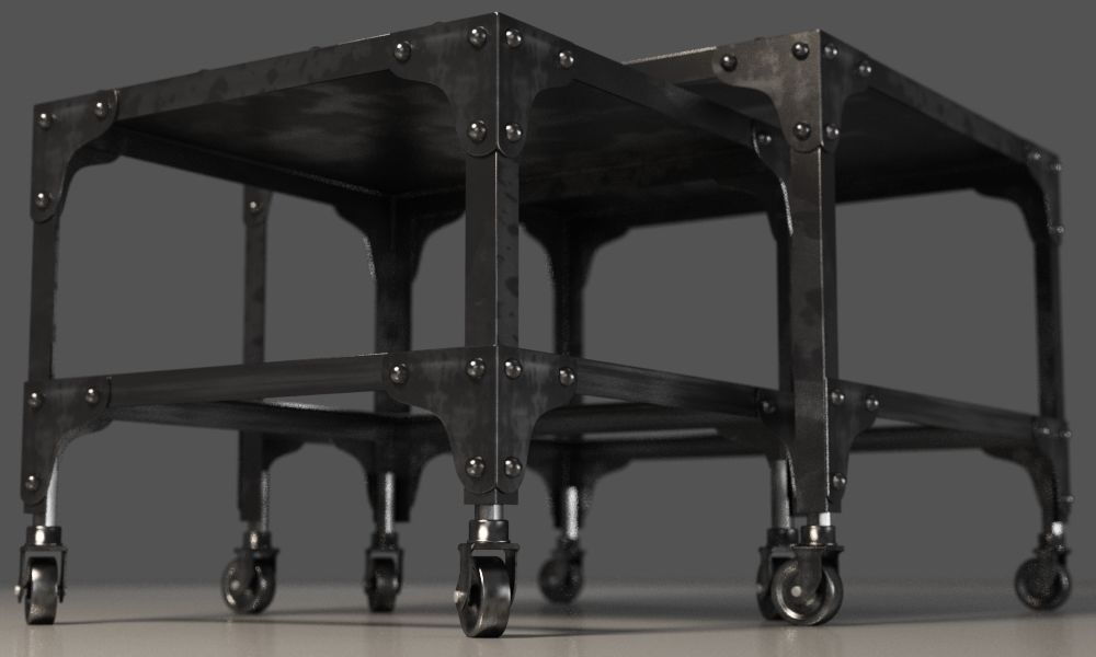 Black and dirty metal double coffee table 3D model_5