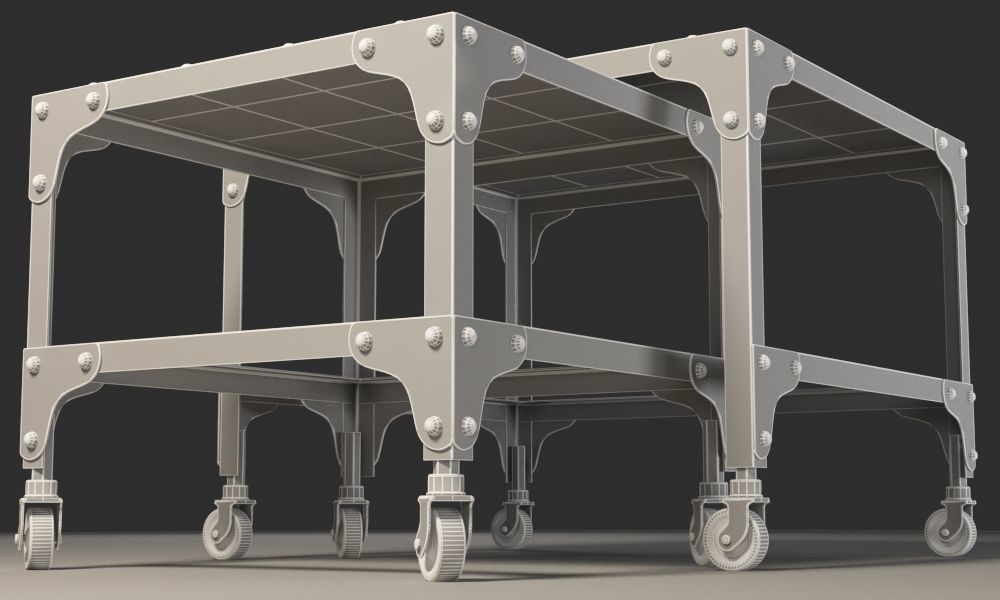 Black and dirty metal double coffee table 3D model_8