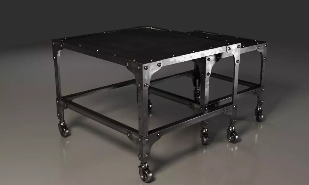 Black and dirty metal double coffee table 3D model_0
