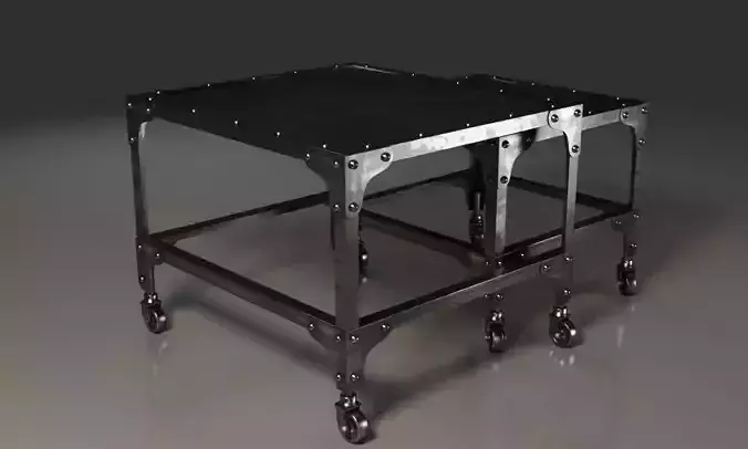 Black and dirty metal double coffee table 3D model