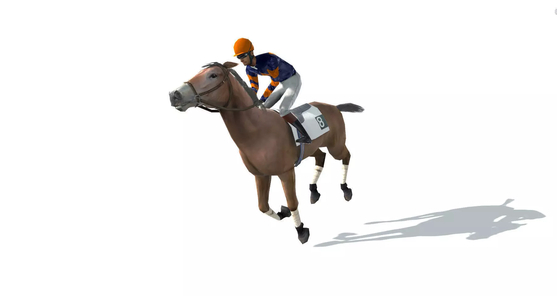 Race Horse and Jockey with LOD Low-poly 3D model_0