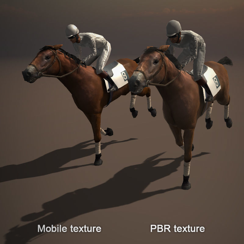 Race Horse and Jockey with LOD Low-poly 3D model_10