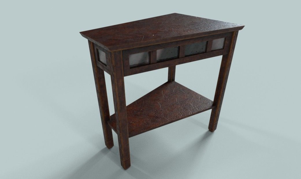PBR Wooden Table 3 Variations Low-poly 3D model_2