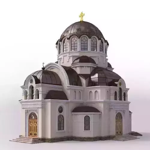 Church with golden dome 3D model