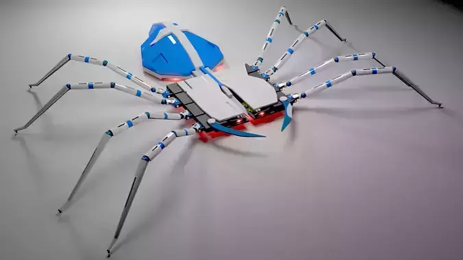 Simple Mechanical Spider Low-poly 3D model