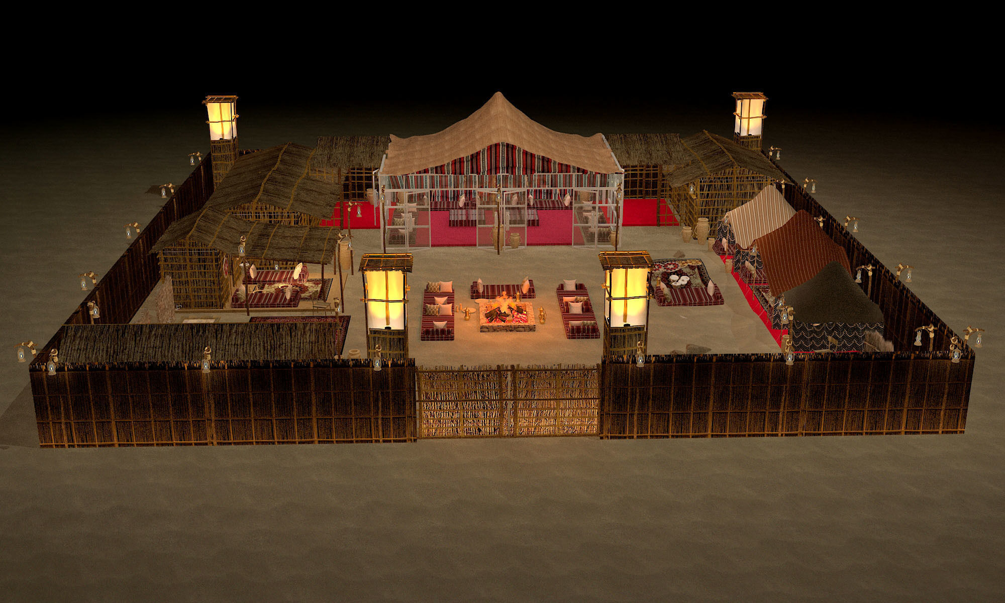 traditional arabic desert safari camp  3D model_34