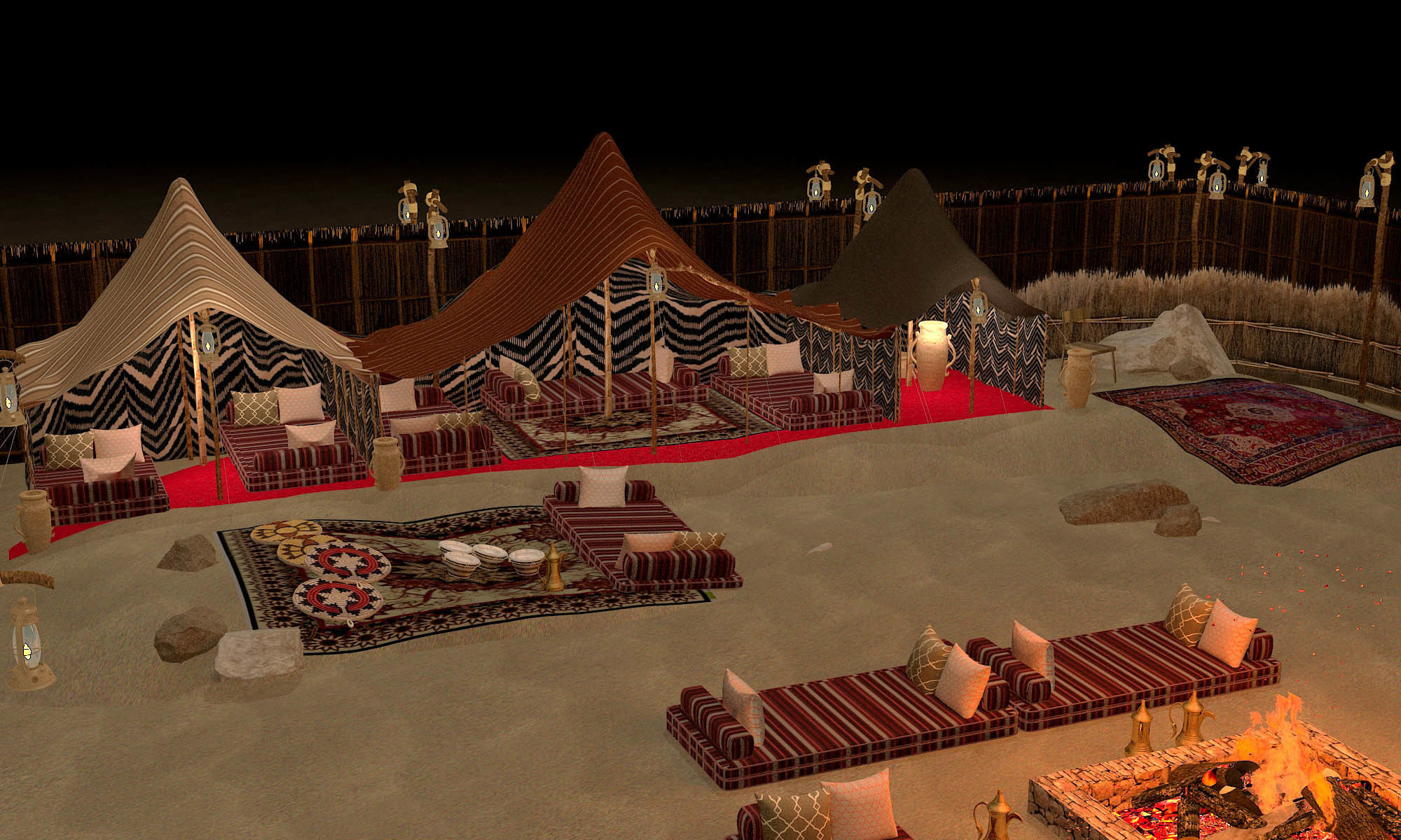 traditional arabic desert safari camp  3D model_3