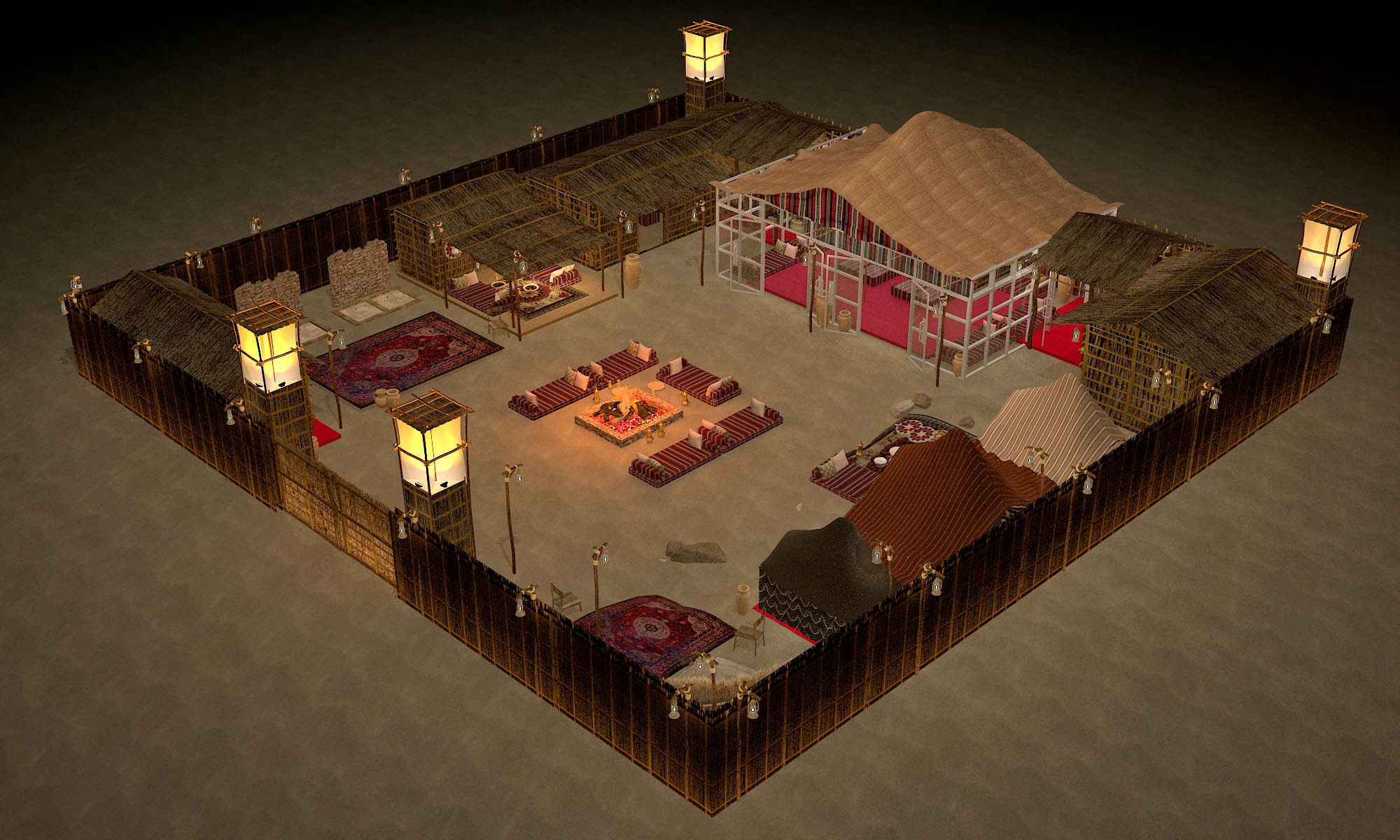 traditional arabic desert safari camp  3D model_33