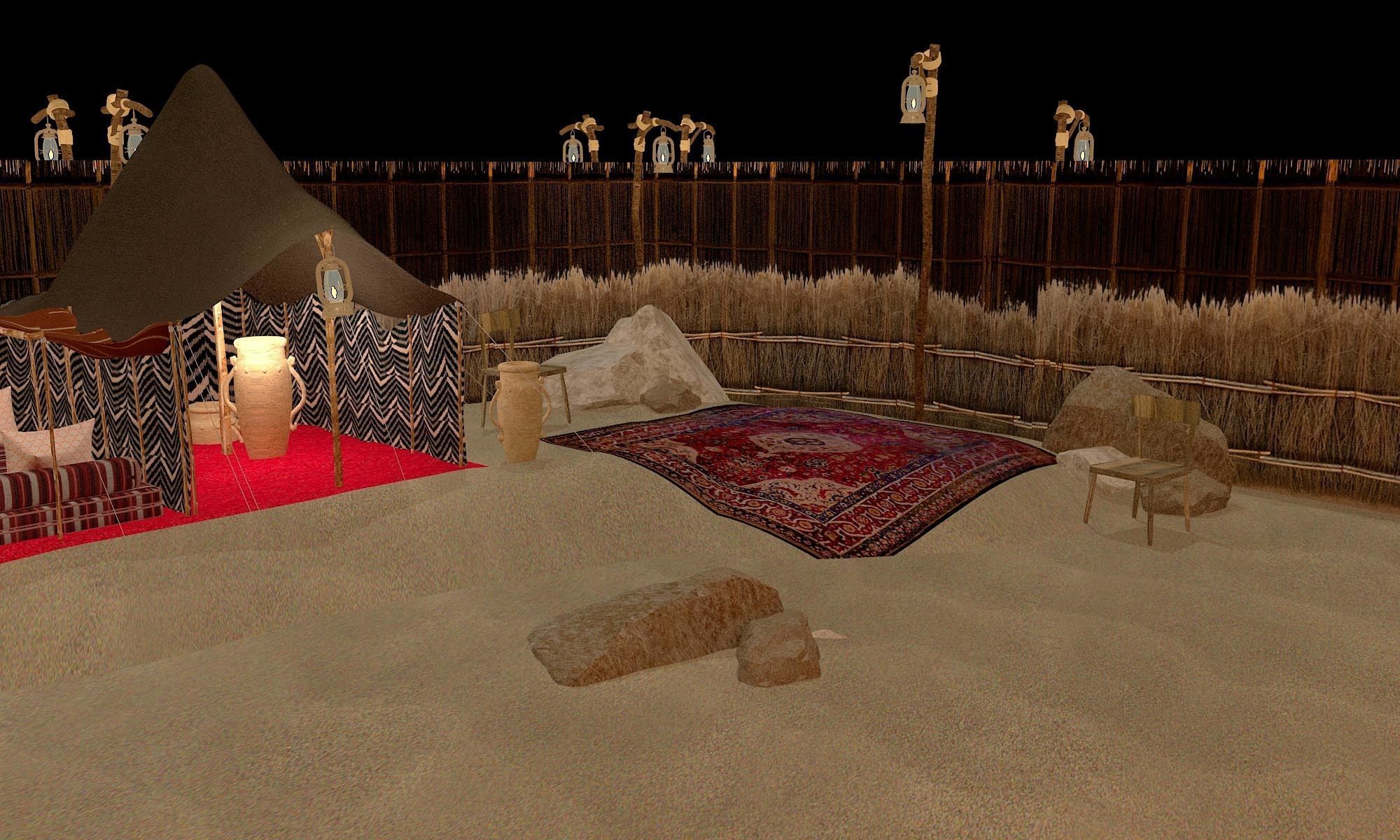 traditional arabic desert safari camp  3D model_4