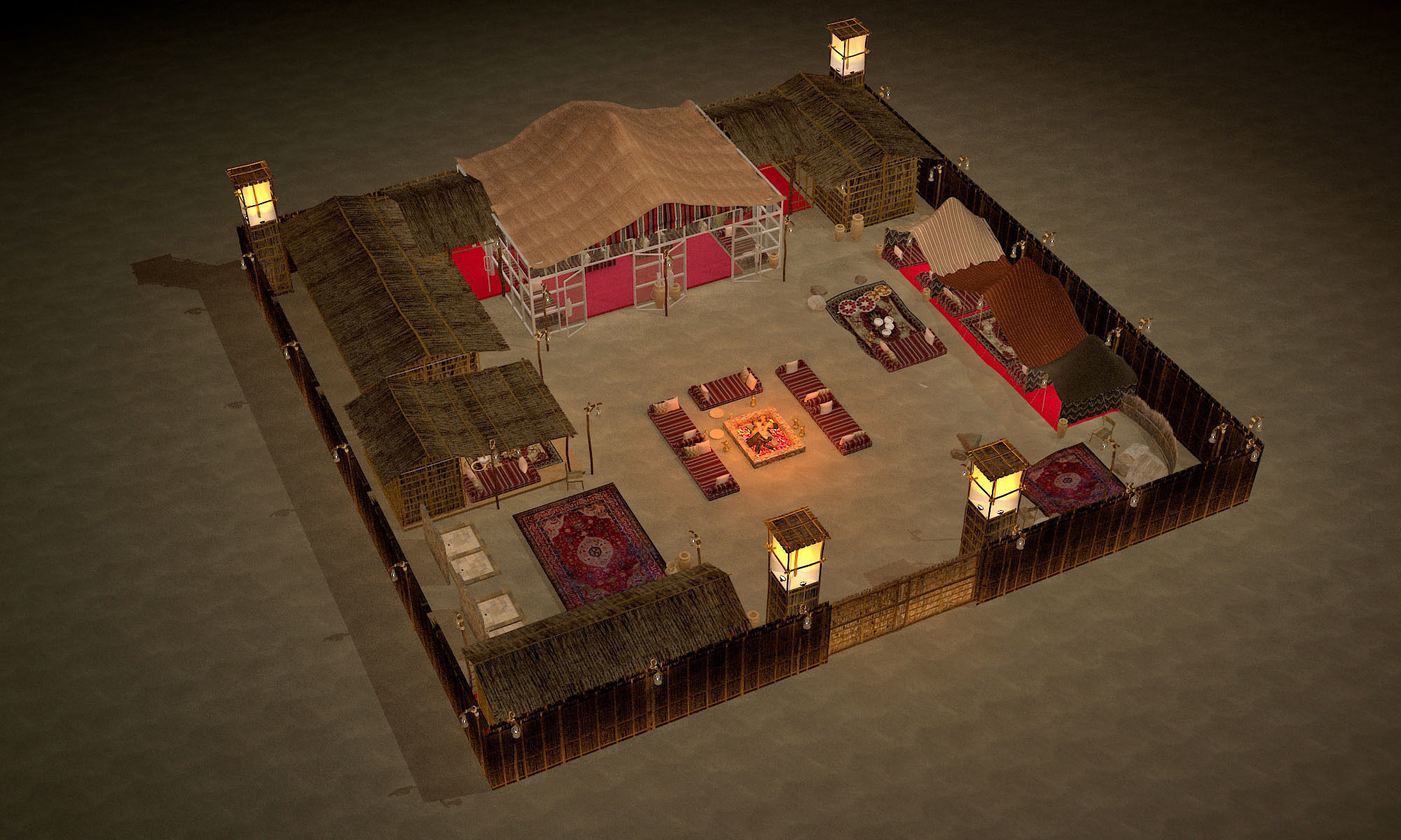 traditional arabic desert safari camp  3D model_29