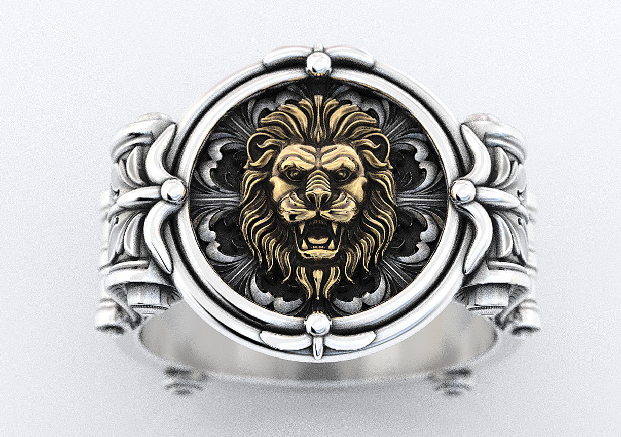 An ancient lions ring with patterns 373