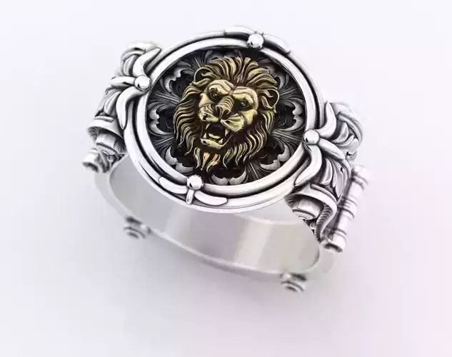 An ancient lions ring with patterns 373 3D print model
