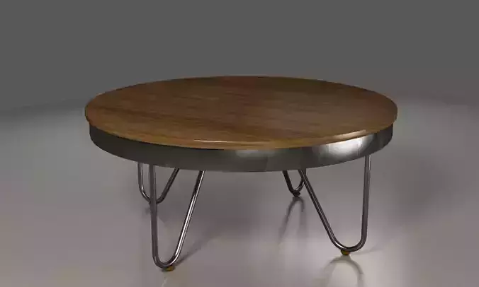 Round wooden and metal mix coffee table
