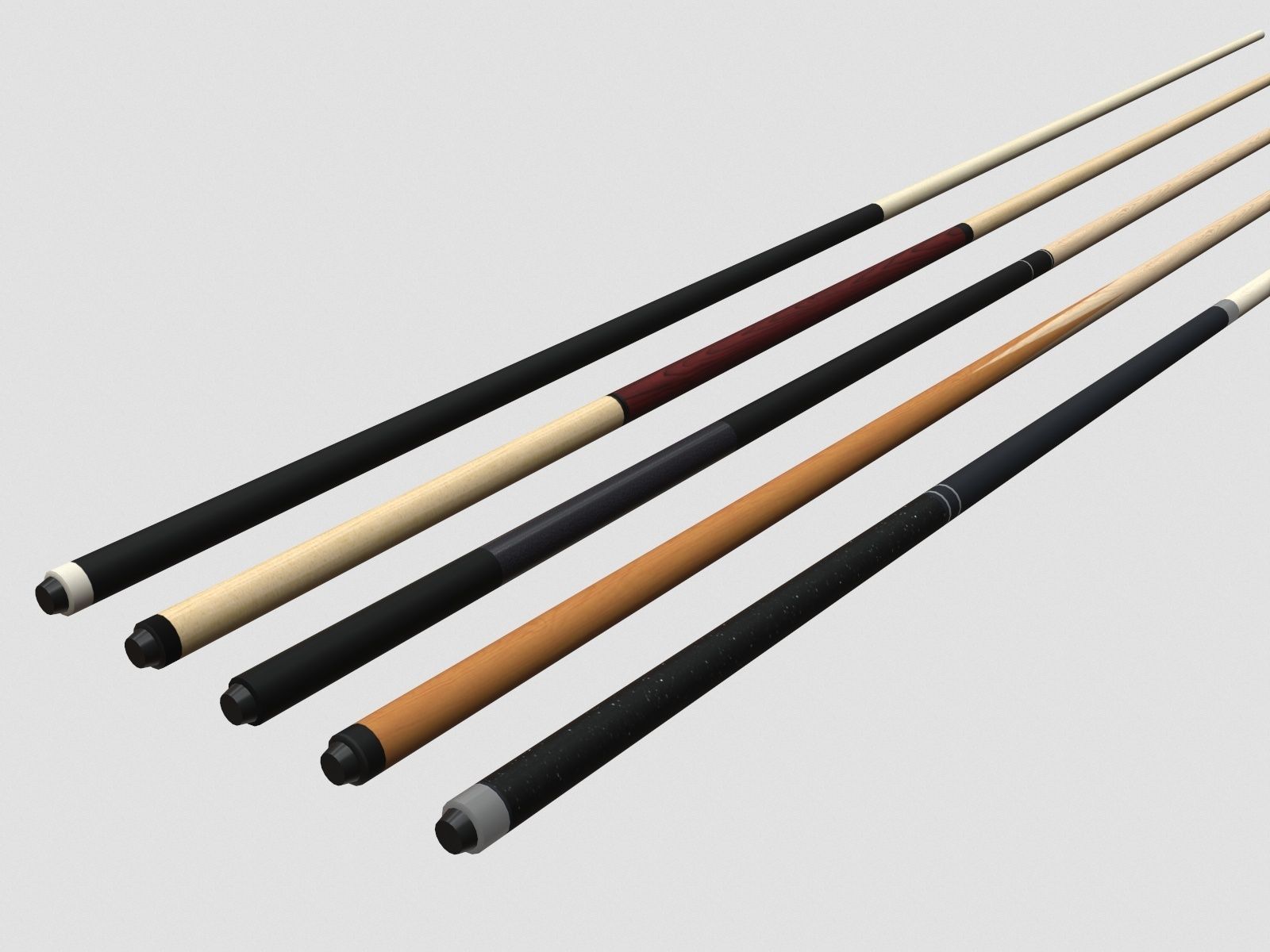 Pool Cues Low-poly 3D model_4