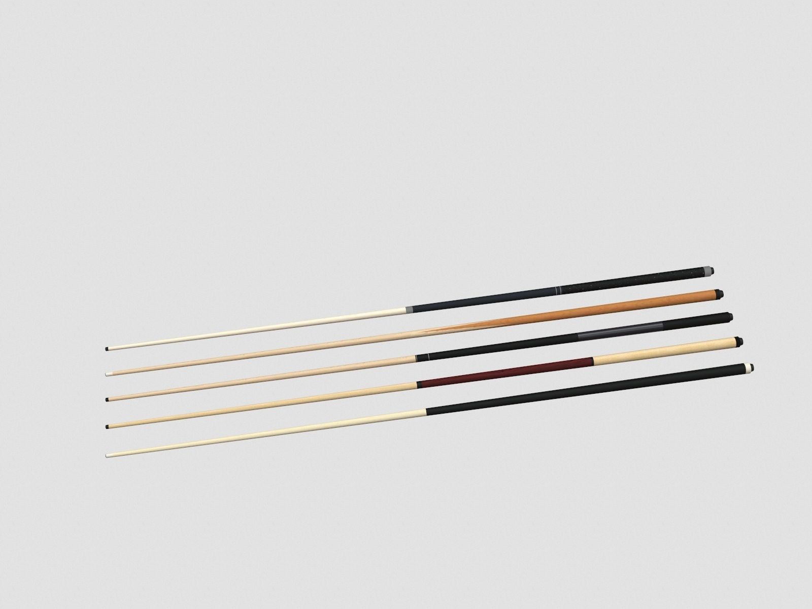 Pool Cues Low-poly 3D model_5