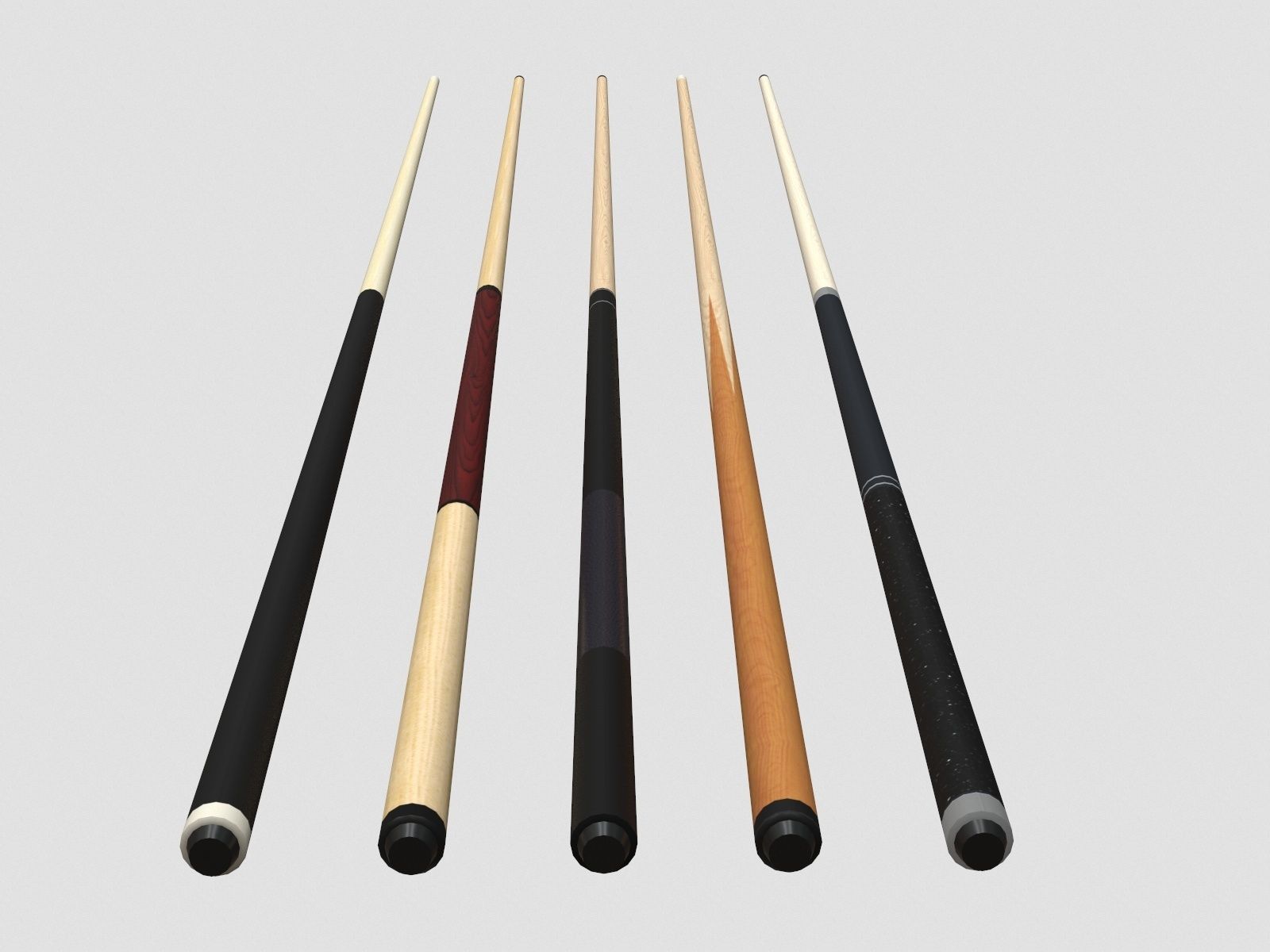 Pool Cues Low-poly 3D model_2