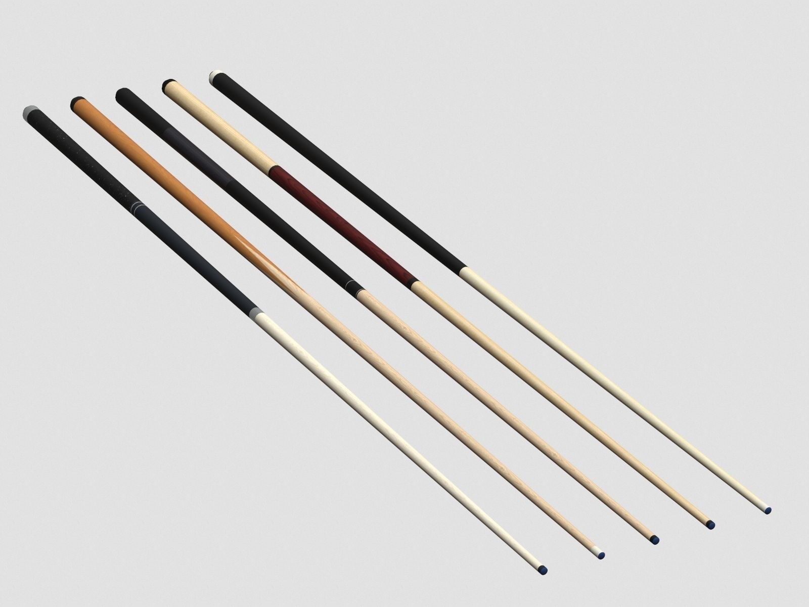 Pool Cues Low-poly 3D model_1