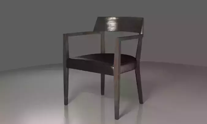 Wooden framed and leather seat armchair