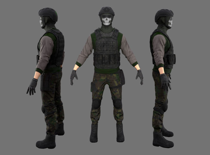 Character Soldier Low-poly 3D model