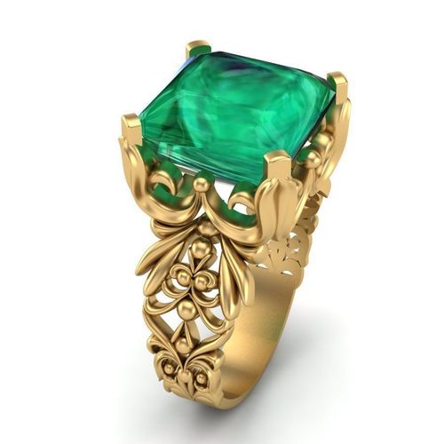 Ring with emerald 3D print model