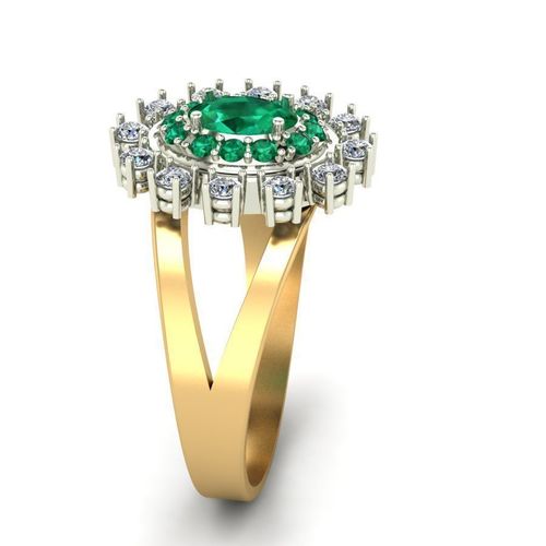 Rings with emeralds and diamonds 3D print model