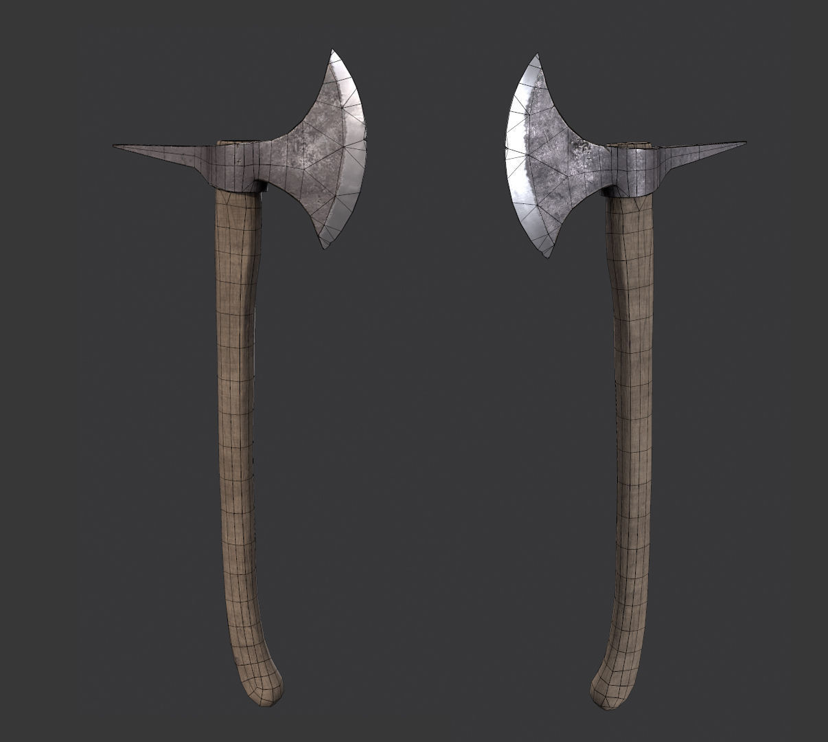 Battle ax Free low-poly 3D model_3