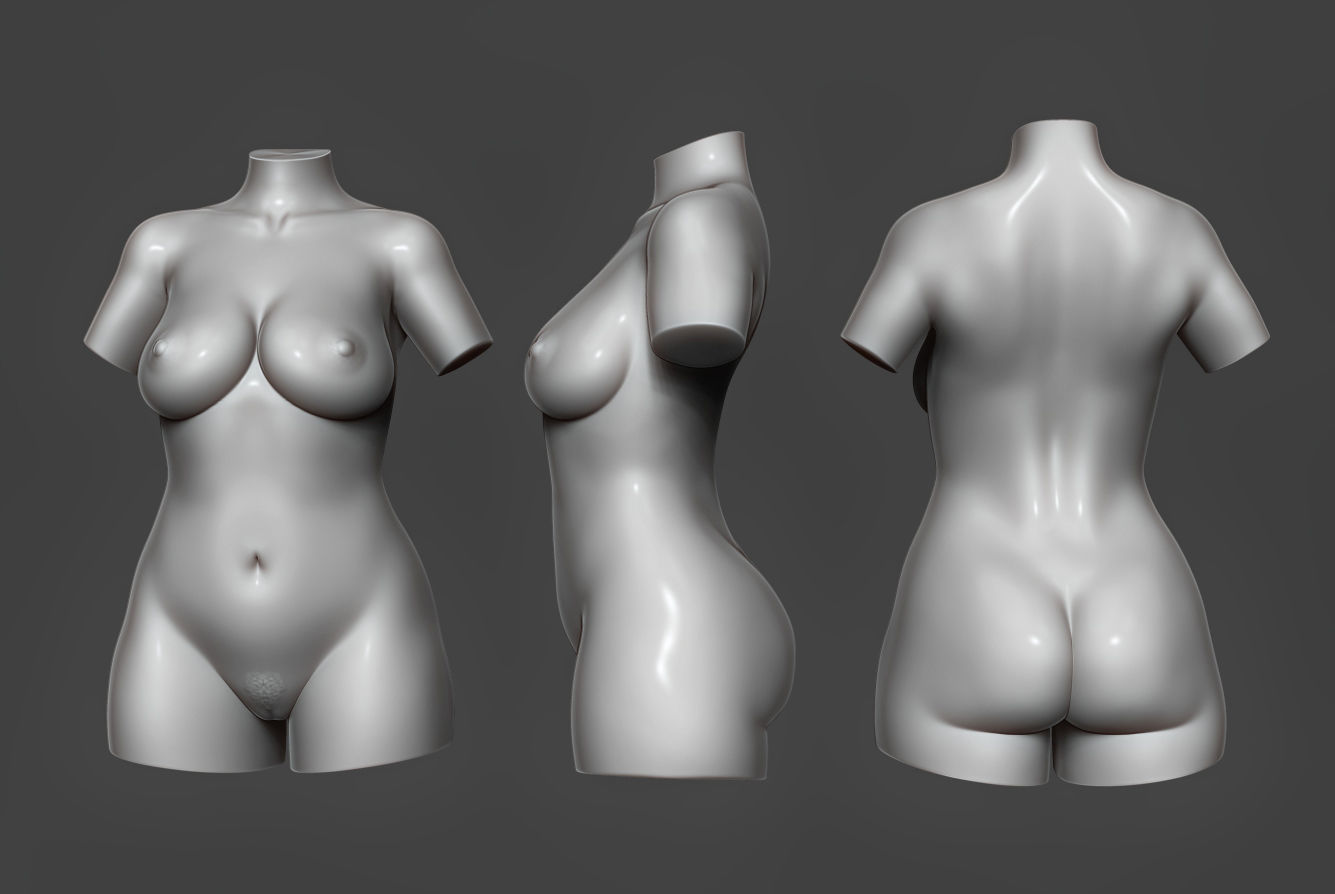 Female Torso 10 Low-poly 3D model_1