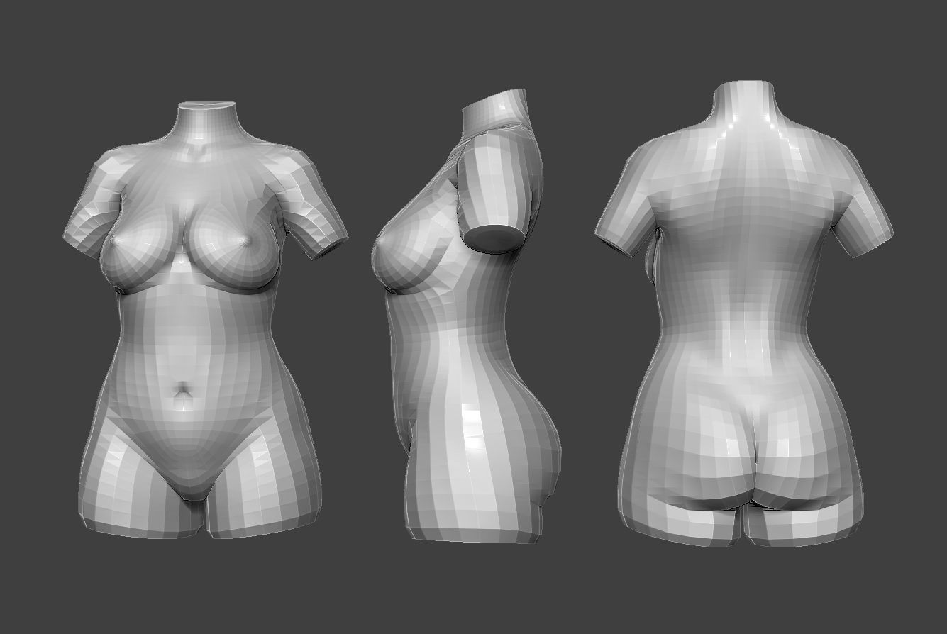 Female Torso 10 Low-poly 3D model_6