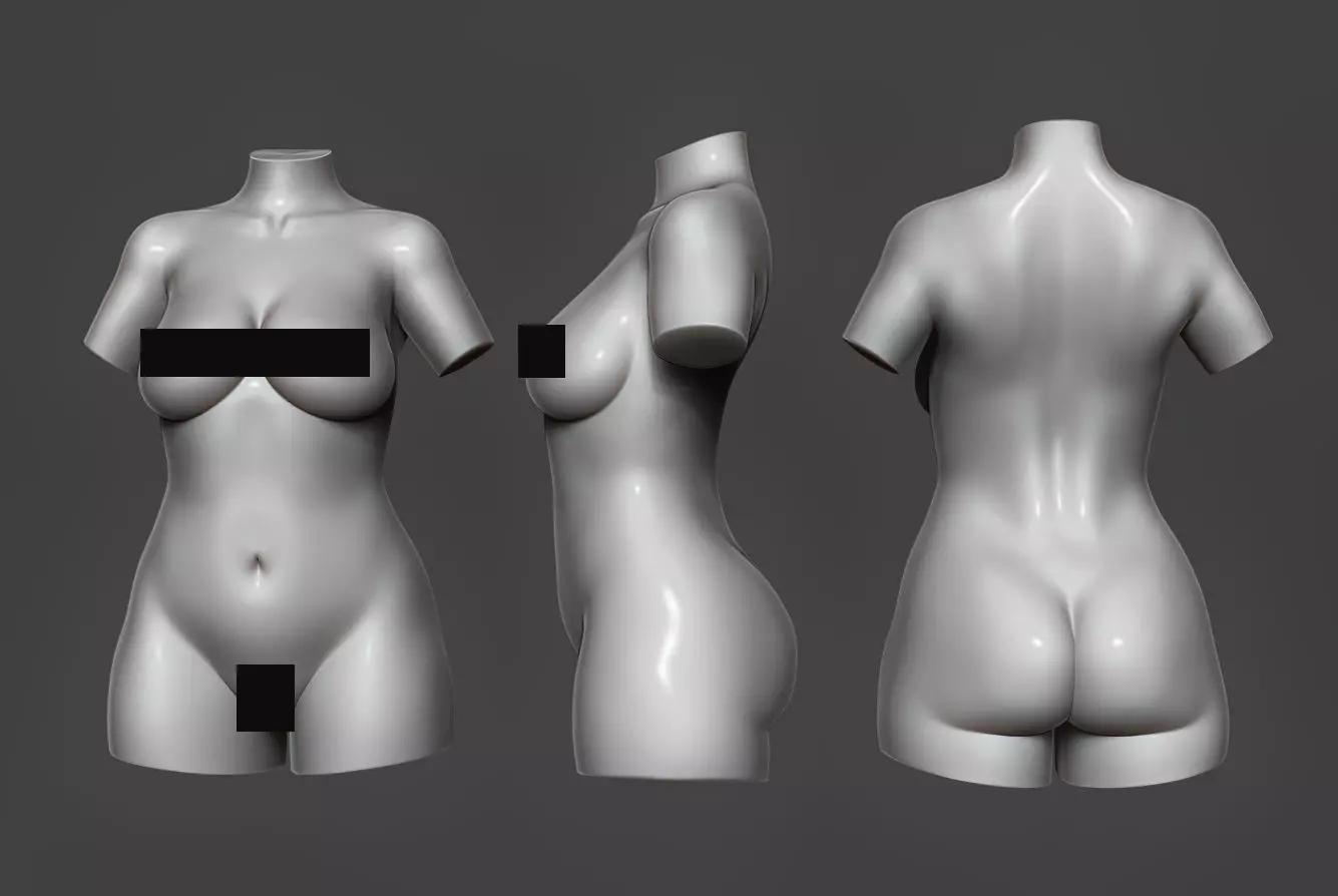 Female Torso 10 Low-poly 3D model_0