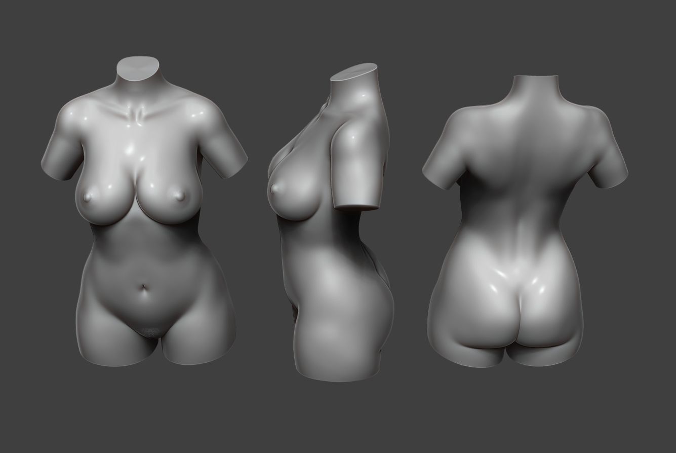Female Torso 10 Low-poly 3D model_2