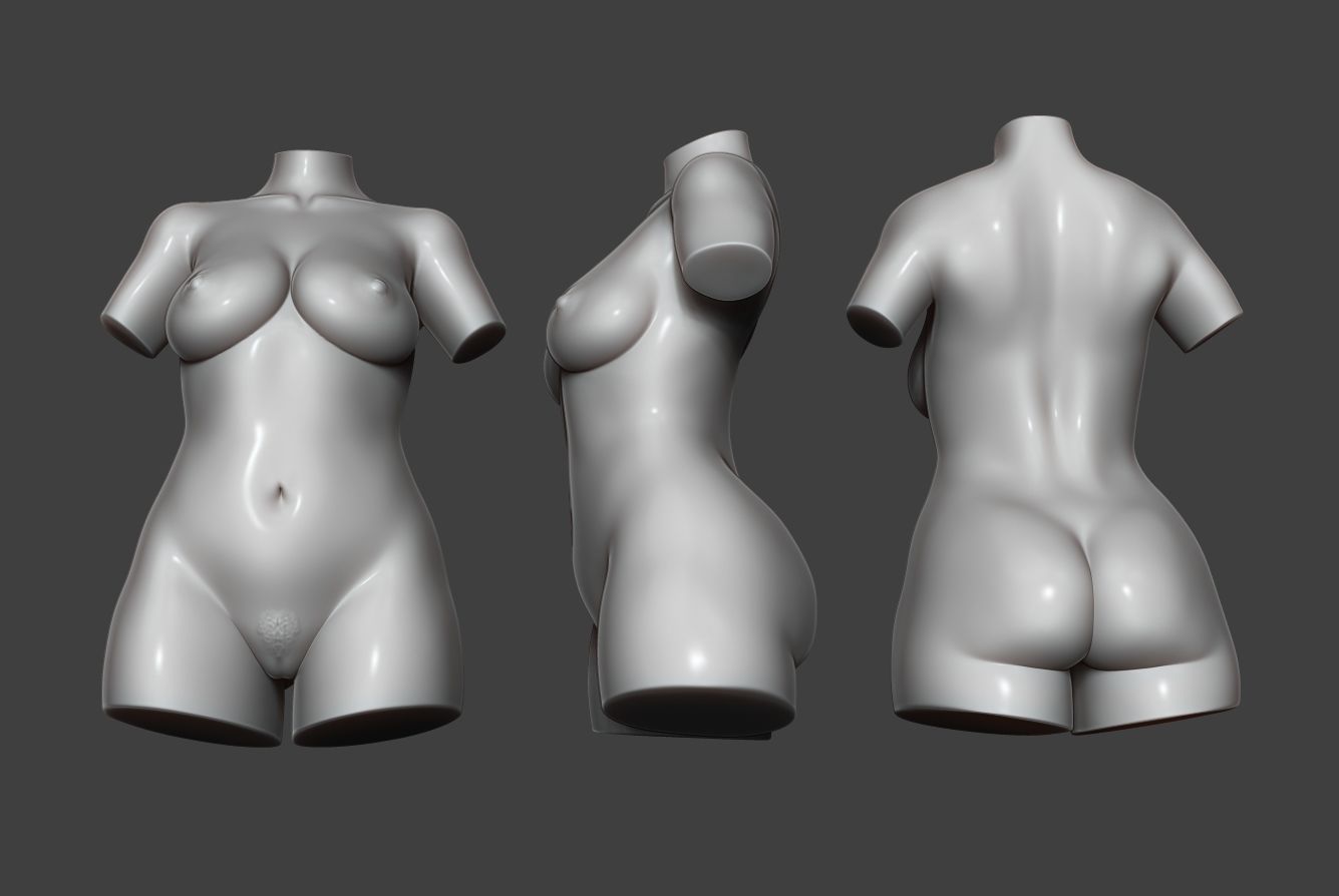Female Torso 10 Low-poly 3D model_3