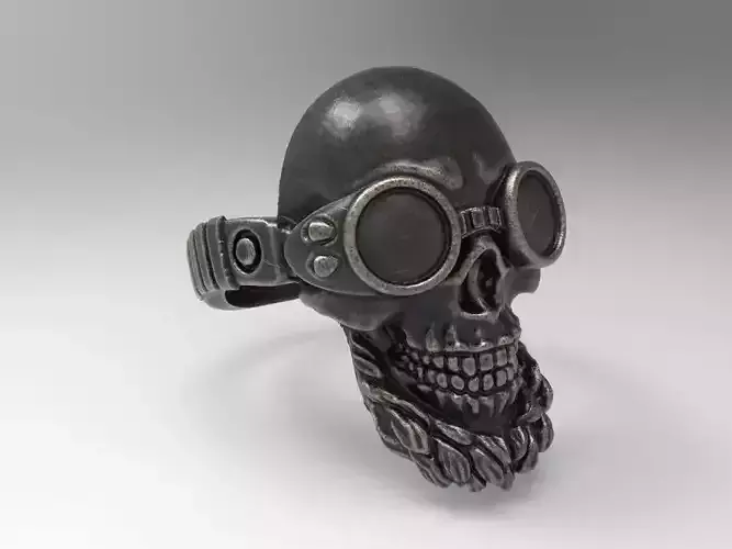 Ring-biker2 steampunk skull ring
