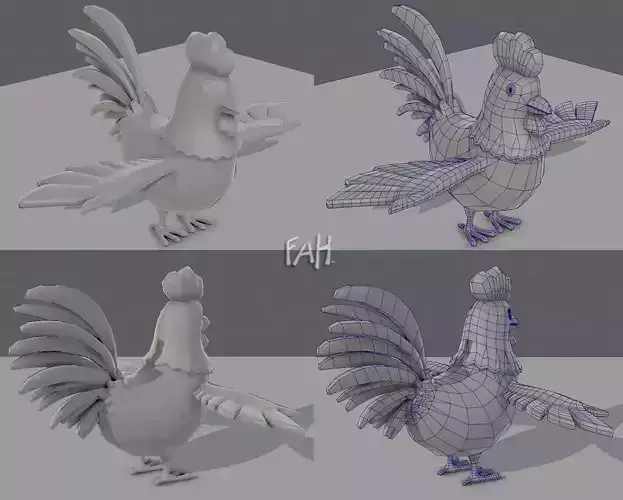 Chicken cartoon base  Low-poly 3D model