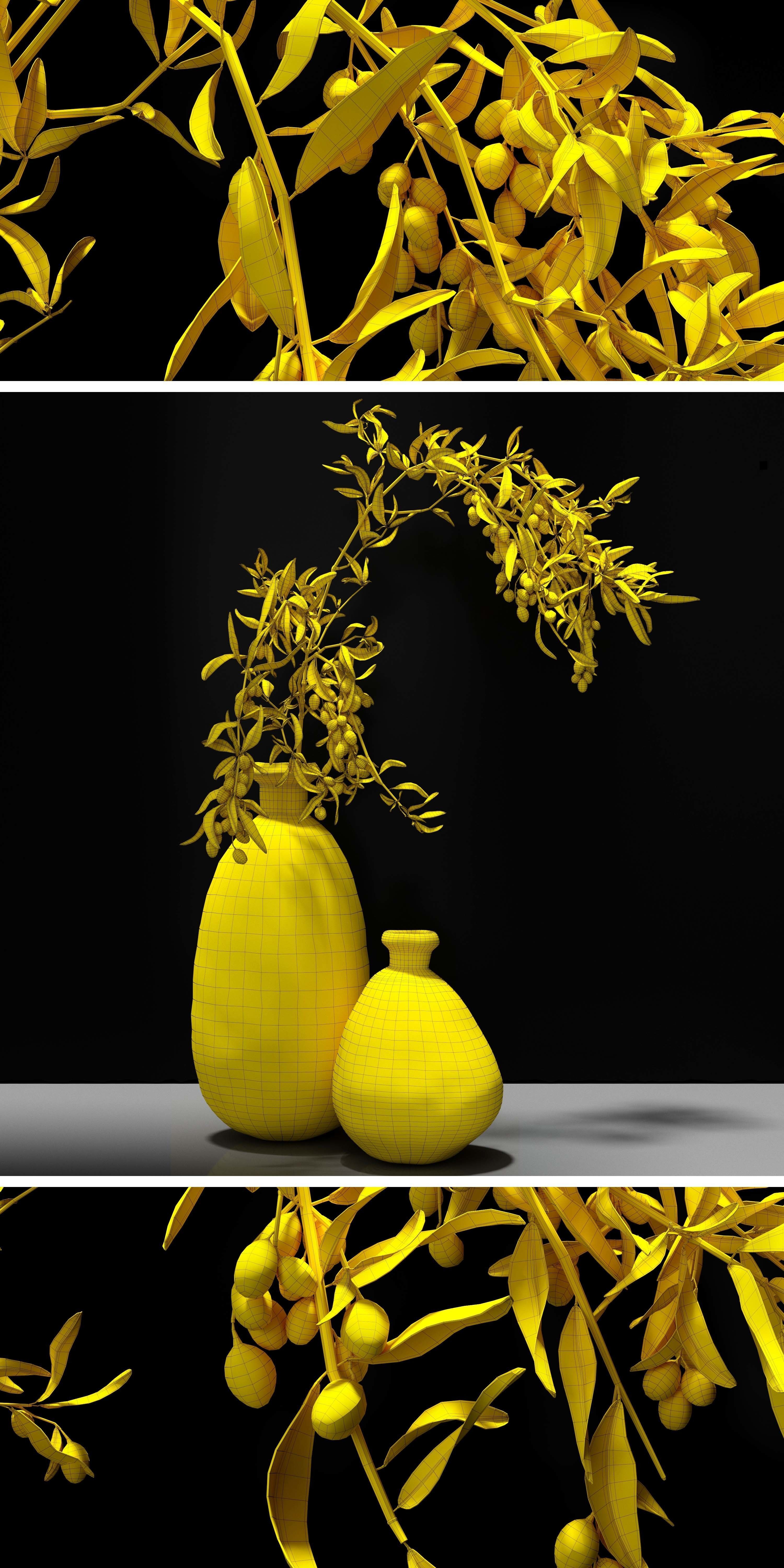 Olive branch 3D model_11