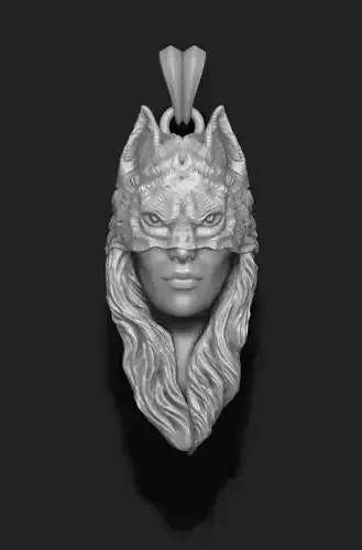 girl wolf pendant 3D print model
