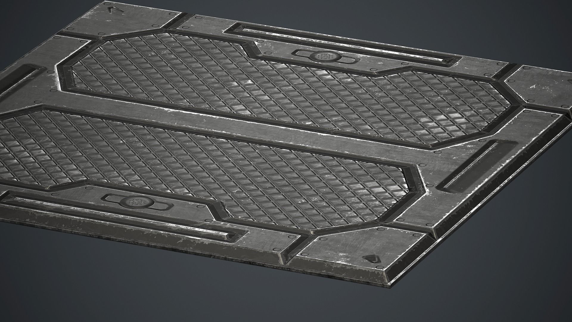 Sci-fi Floor Metal Plates 2 PBR Game Ready Low-poly 3D model_4