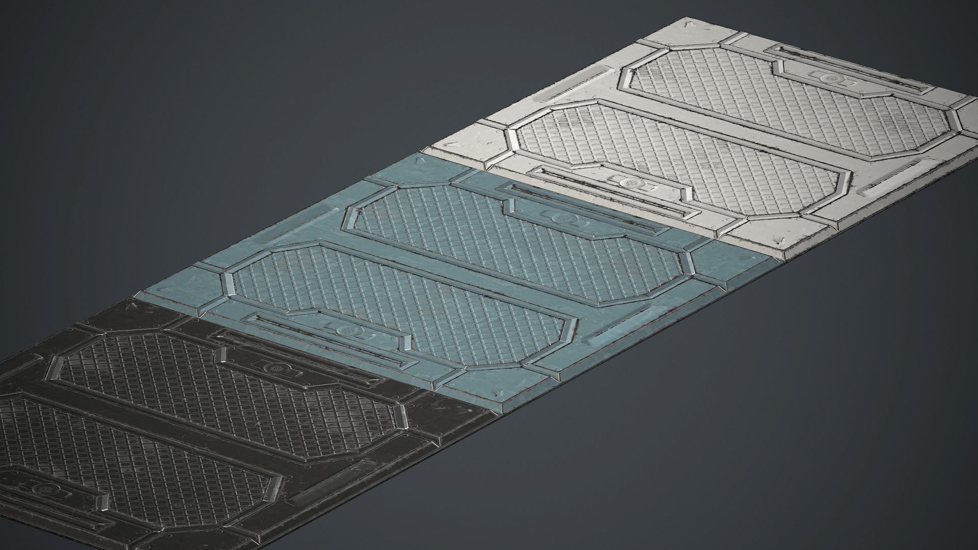 Sci-fi Floor Metal Plates 2 PBR Game Ready Low-poly 3D model_7