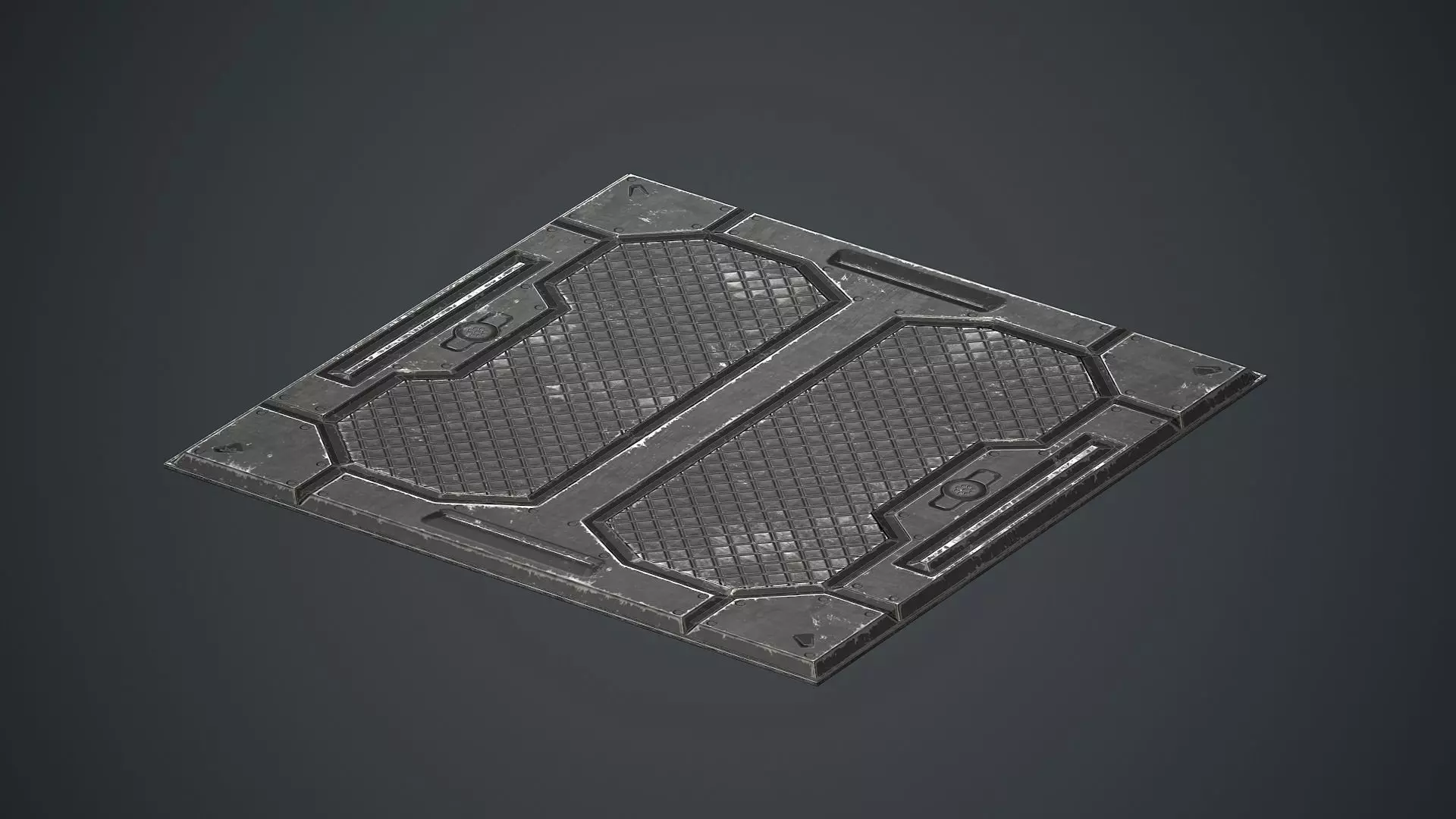 Sci-fi Floor Metal Plates 2 PBR Game Ready Low-poly 3D model_0