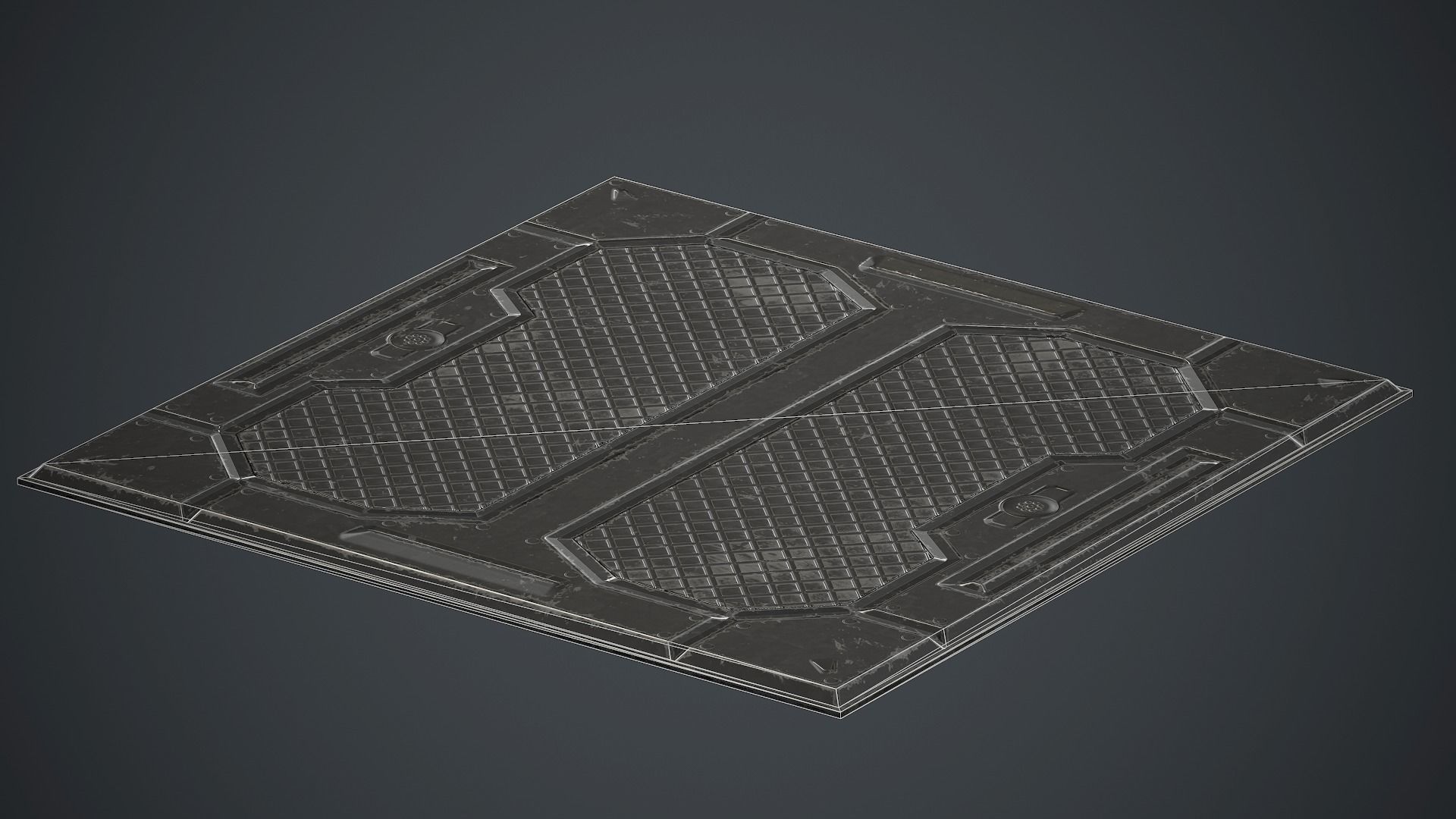 Sci-fi Floor Metal Plates 2 PBR Game Ready Low-poly 3D model_8