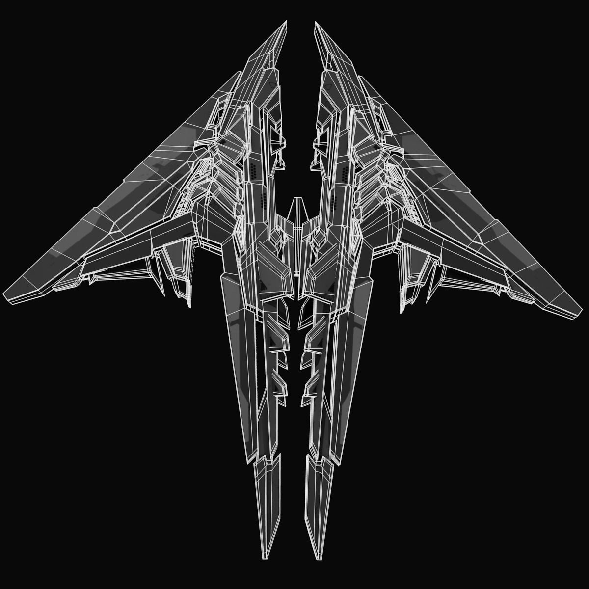 StarShip futuristic spaceship flying 3D model_11