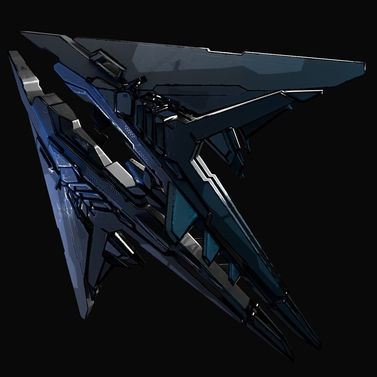 StarShip futuristic spaceship flying 3D model_10