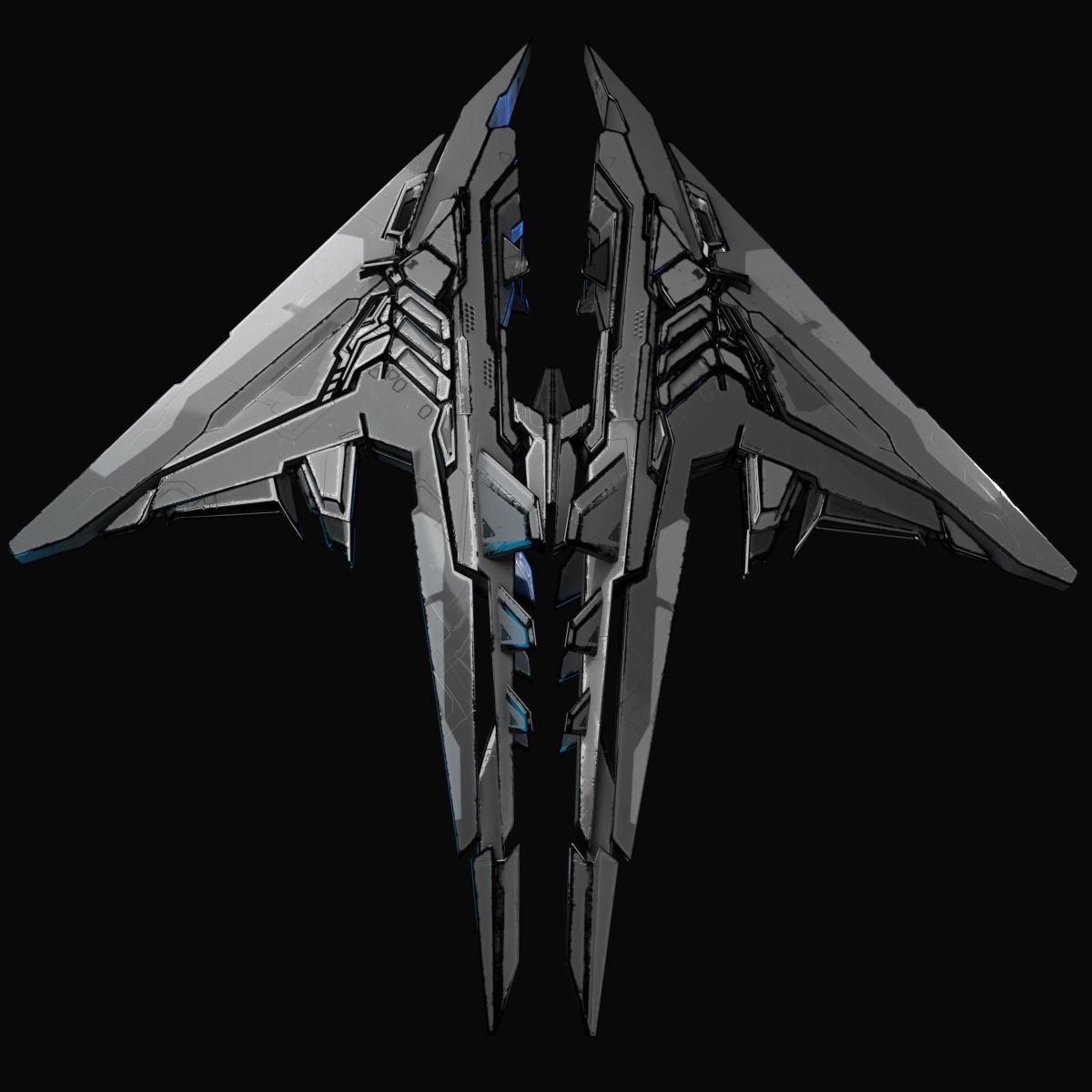 StarShip futuristic spaceship flying 3D model_4