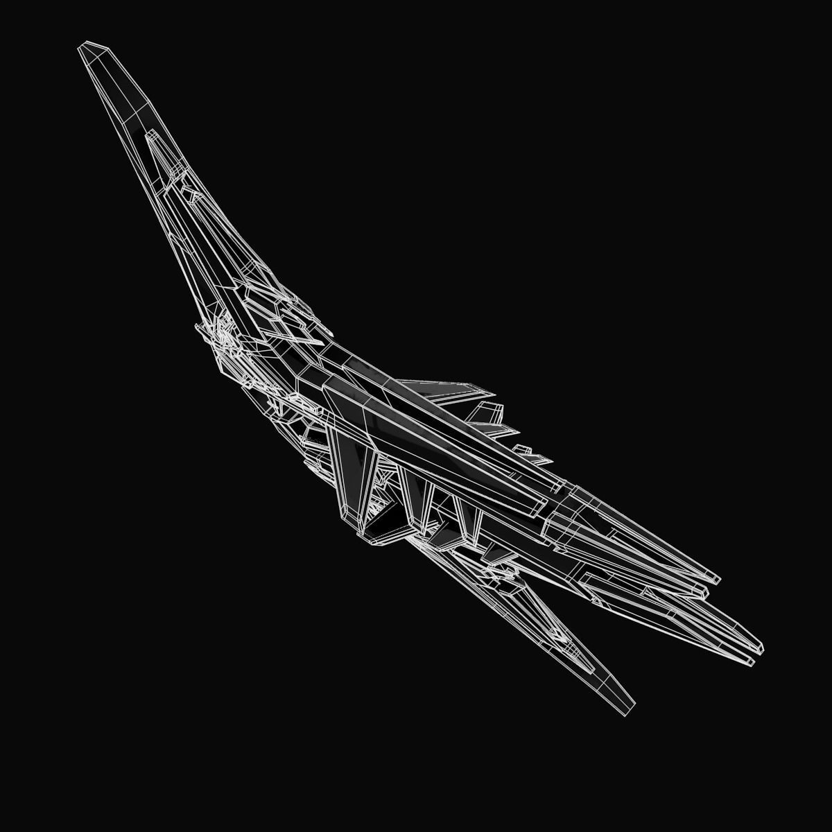 StarShip futuristic spaceship flying 3D model_15